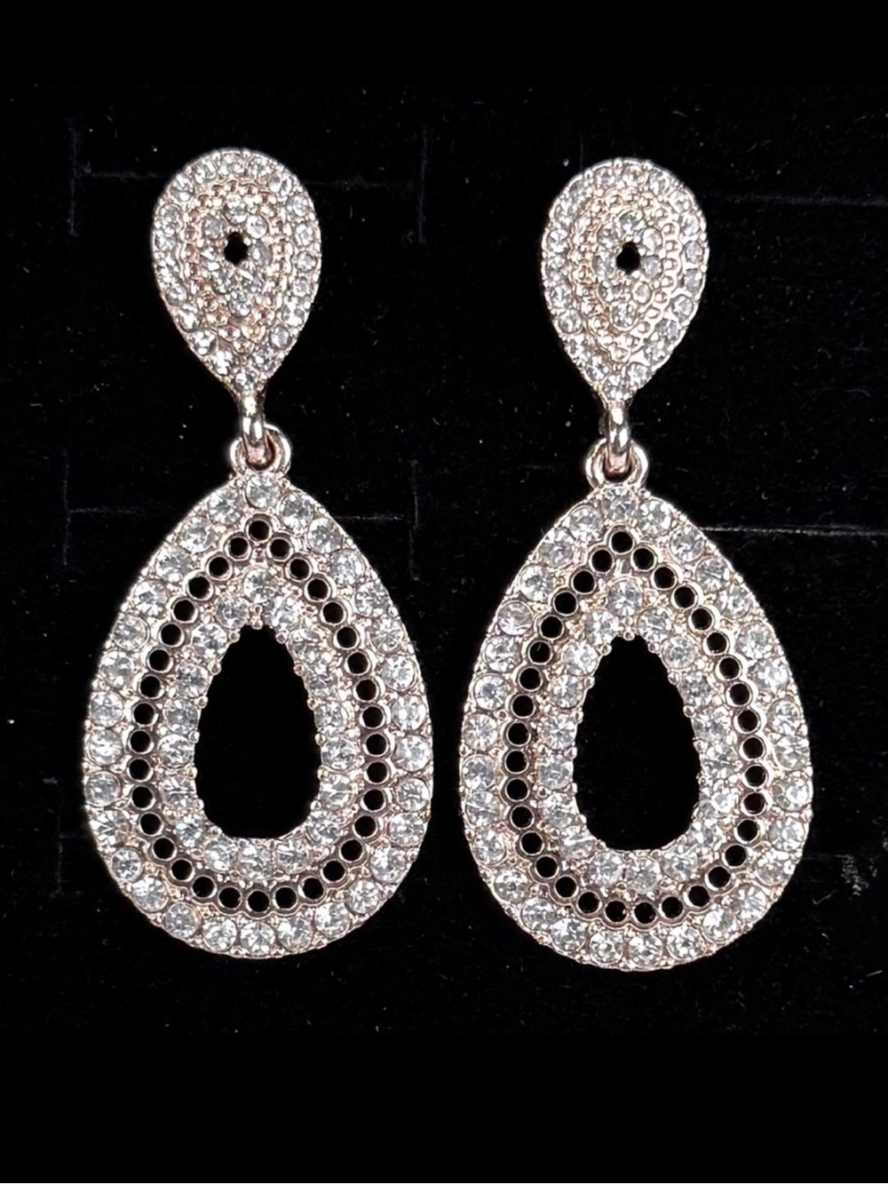 Goldltone champagne and clear bling pierced earrings